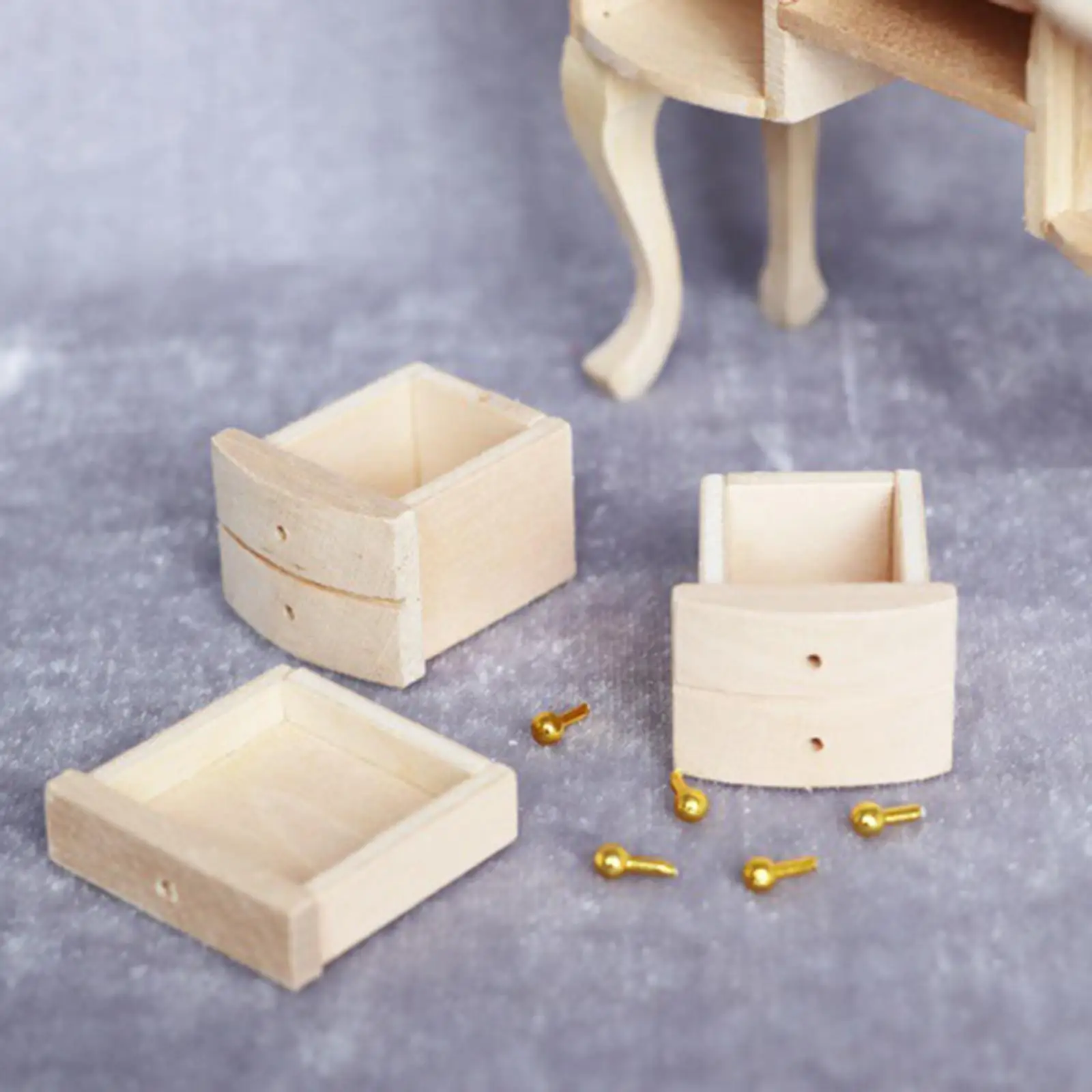 1/12 Dollhouse Miniature Unpainted Desk Micro Landscape Furniture Toys Life Scene Pretend Play for Bedroom Living Room Decor