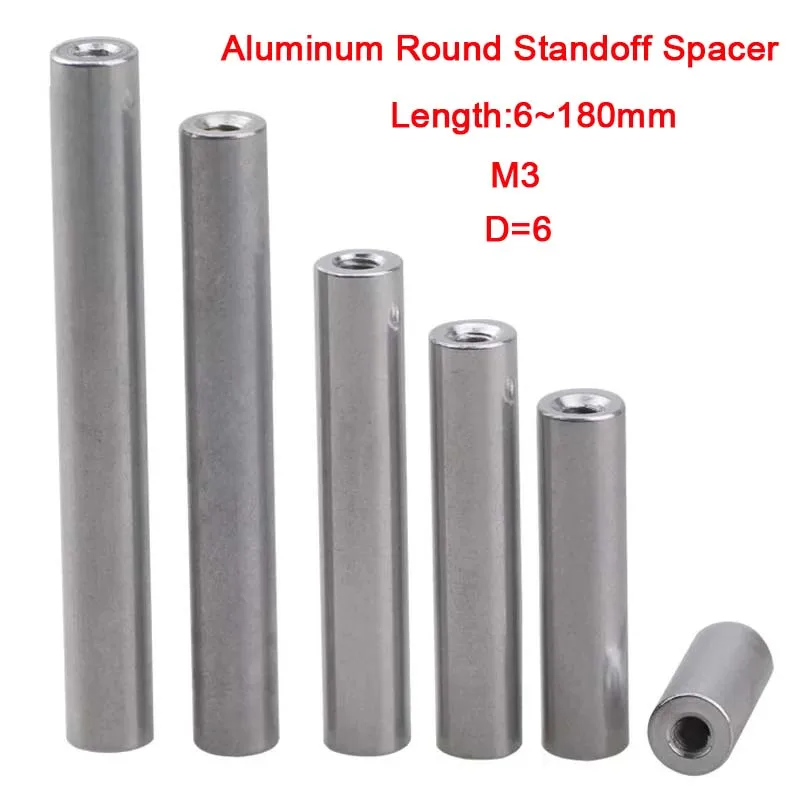 2-10pcs M3 Aluminum Round Standoff Spacer Stud Female Threaded Extend Long Nut Column For RC Model Length 6mm to 180mm