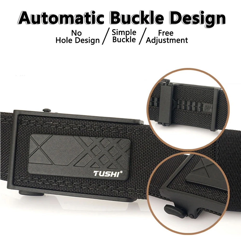 TUSHI جديد الصلب التكتيكية EDC حزام للرجال أخفى حمل حزام عسكري الرجال حزام خصر سميكة النايلون الصيد IPSC اكسسوارات الذكور #5