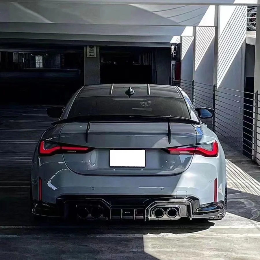 A-D نمط ألياف الكربون الخلفي سبويلر عالية الجناح سوان الرقبة المفسد لسيارات BMW G82 G83 M4 الخلفية الجناح الذيل اكسسوارات السيارات #5