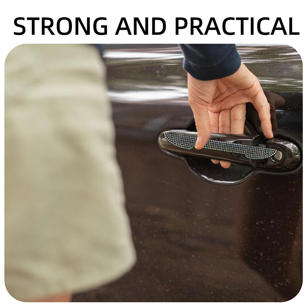

8Pcs Car Door Handle Scratch Protectors Crystal Rhinestones Anti Collision Stickers Guard Bumper Bling Accessories Set Safety