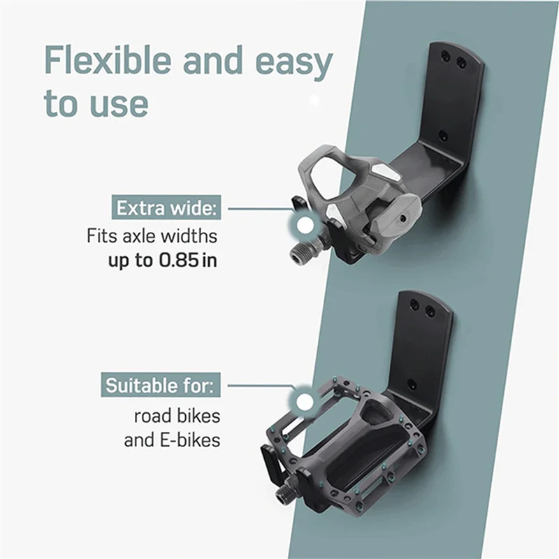 4X Wall-Mounted Bicycle Pedal Mounting Bracket Heavy-Duty Bicycle Fixed Hook Pedal Bicycle Storage Bracket-AT20 - view 3