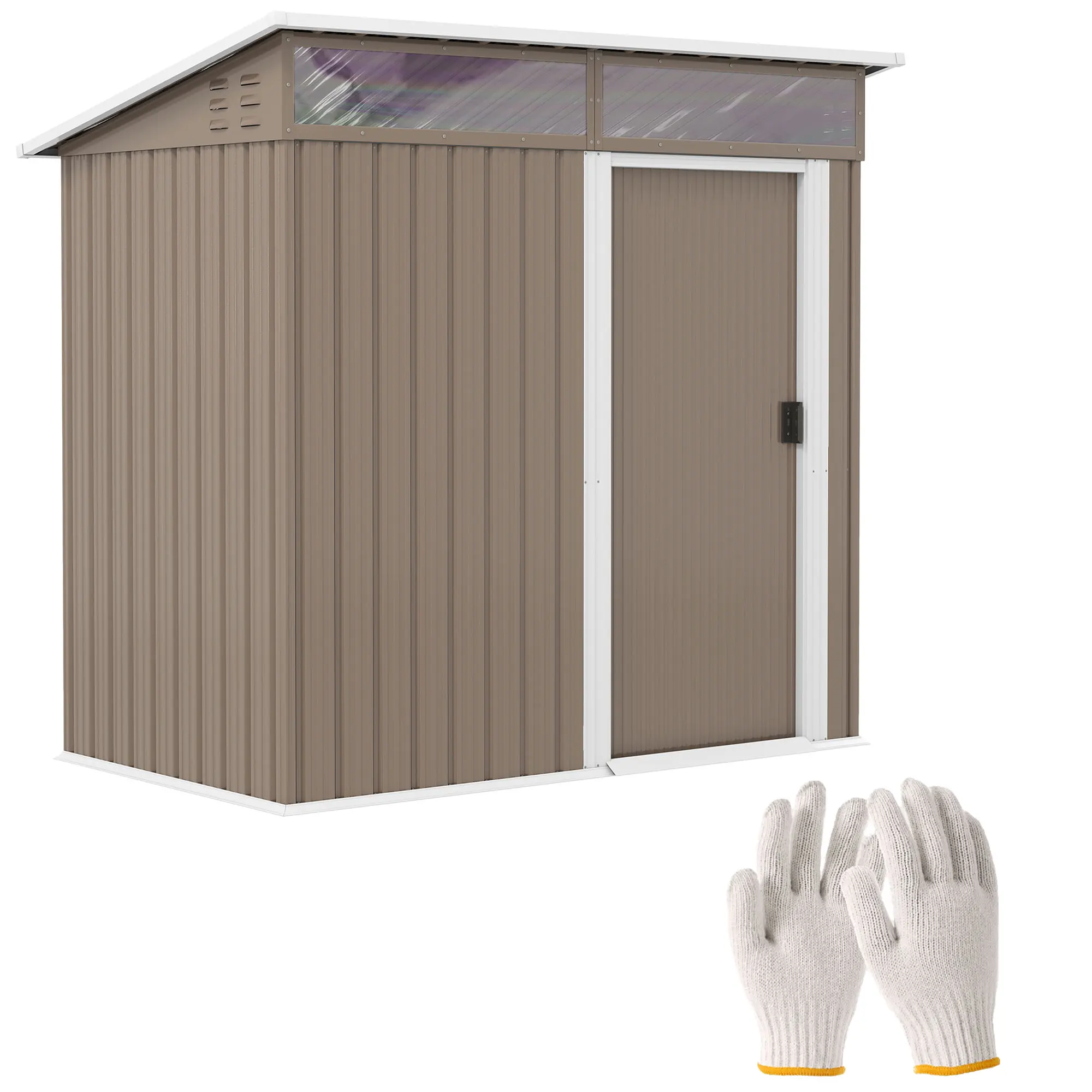 Outsunny Caseta de Jardín Exterior 1,9m² 195x122x182 cm con Base Refuerzo