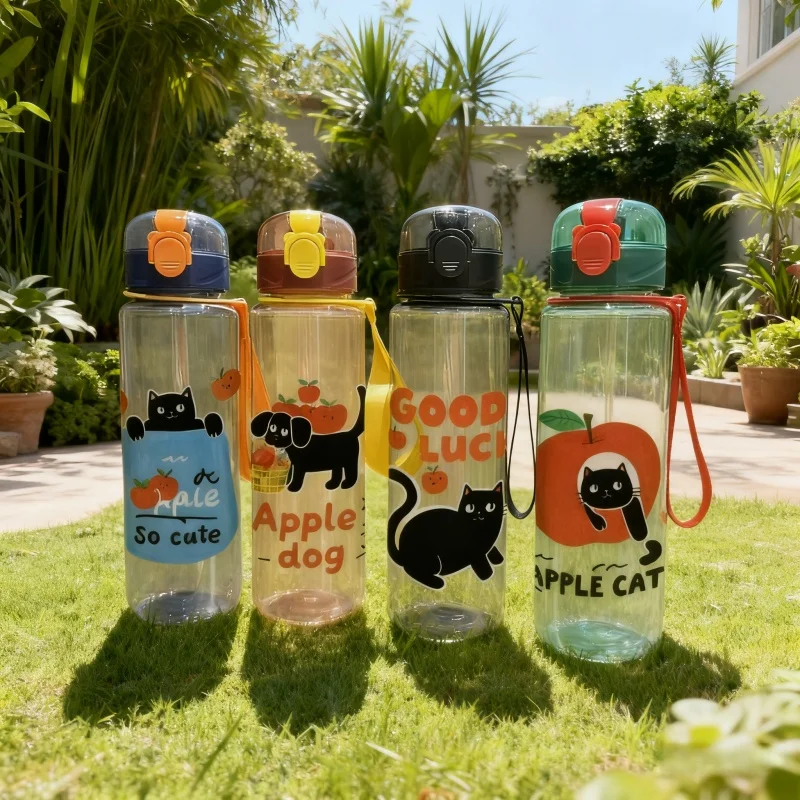 كوب ماء شفاف مطبوع ثلاثي الأبعاد بأنماط كرتونية لطيفة على شكل قطة - ألوان زاهية، مقاوم للبهتان، متين ومتعدد الاستخدامات للاستخدام في الهواء الطلق #1