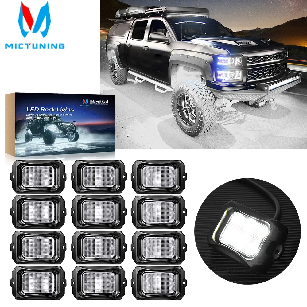 8/12/16 Pods Solid Color Underglow Lights,  C2 Curved White LED Rock Lights Compatible for Cars Trucks Offroads ATVs UTVs Boats