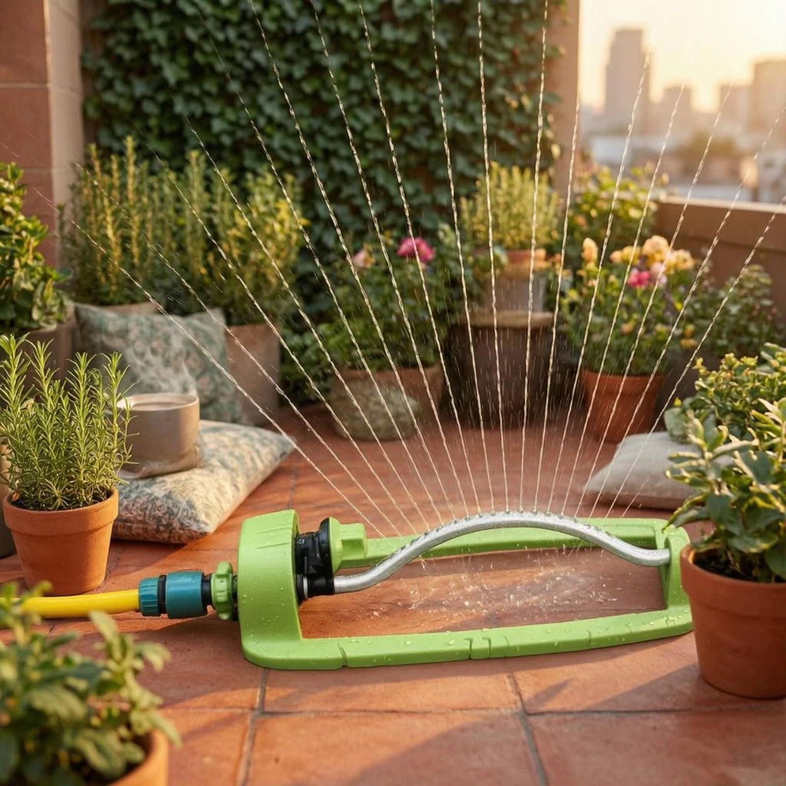 Brass Nozzle Sprinkler Green Base Lawn Sprinkler Outdoor Watering Compact Rectangular