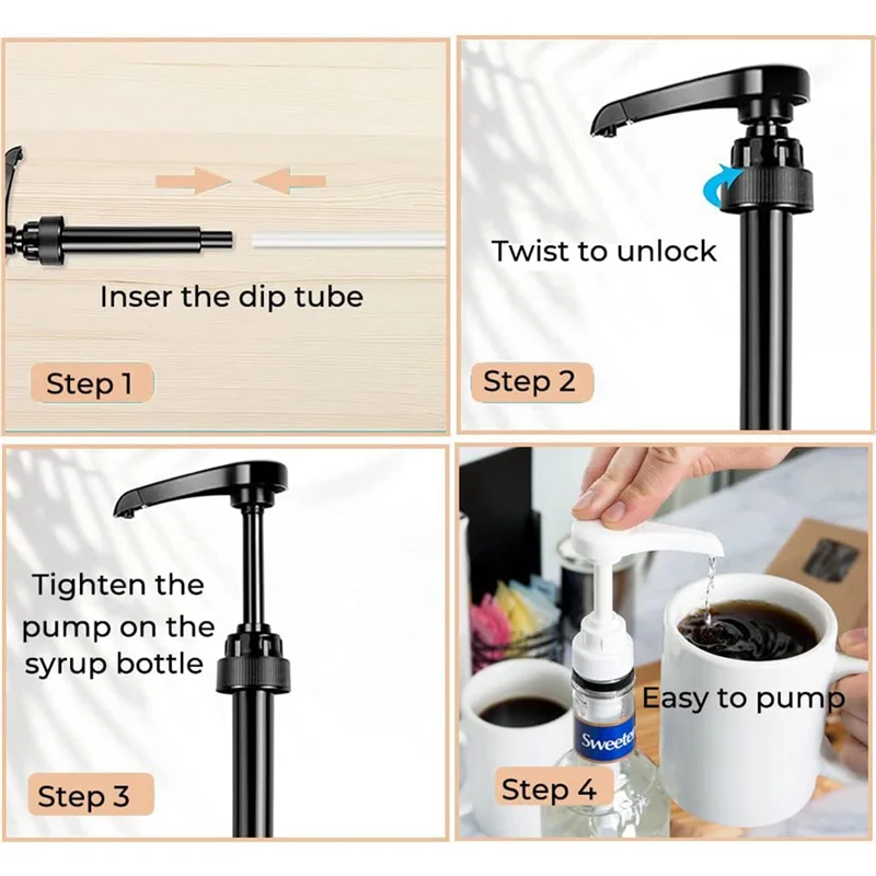 pressing headCoffee Syrup Pump Dispenser6 Pack Syrup Pump for 750Ml/25.4 Oz Syrup Bottle3Colors Pumps