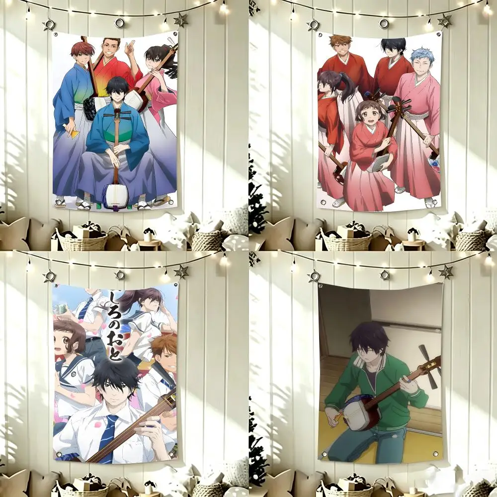 Traditional Music Anime T-Those Snow White Notes Flags Home Decor Wall Hanging Vertical Flags Indoor Outdoor