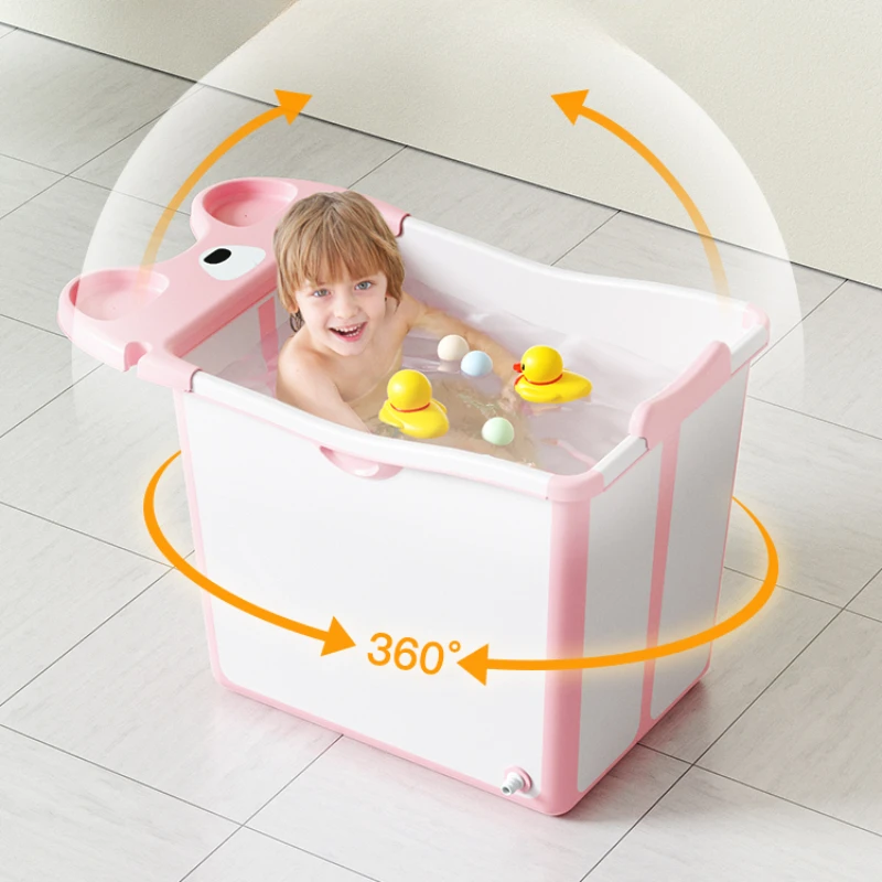 Home Baby Portable Bathtub Vertical Folding Bath Basin Thickening and Increasing Bathroom Barrel Seam Storage Bath Bucket