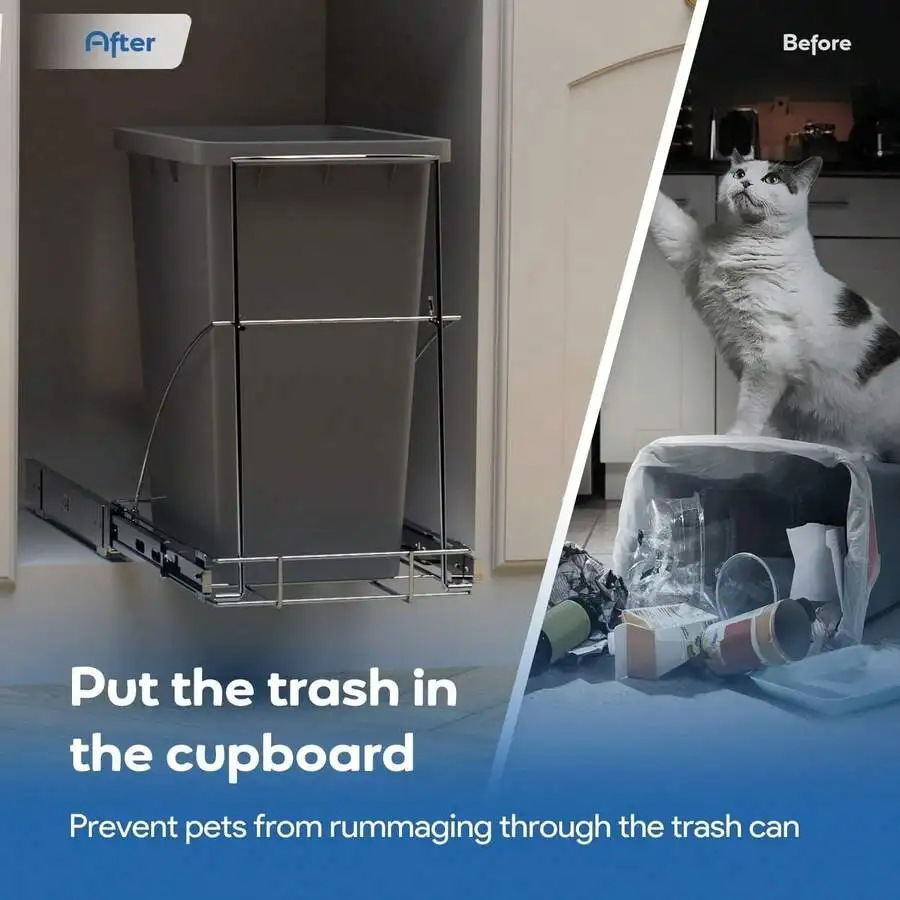 

Pull Out Trash Can Organizer For Under Cabinet Sink Heavy Duty Adjustable Slide Out Bin Holder