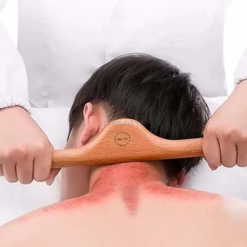 عصا كشط من الخشب الطبيعي لتدليك الكتف والرقبة والساق ولوحة غواشا ومكشطة سبا سريعة وتدليك مساحة كبيرة وتخفيف آلام الرقبة