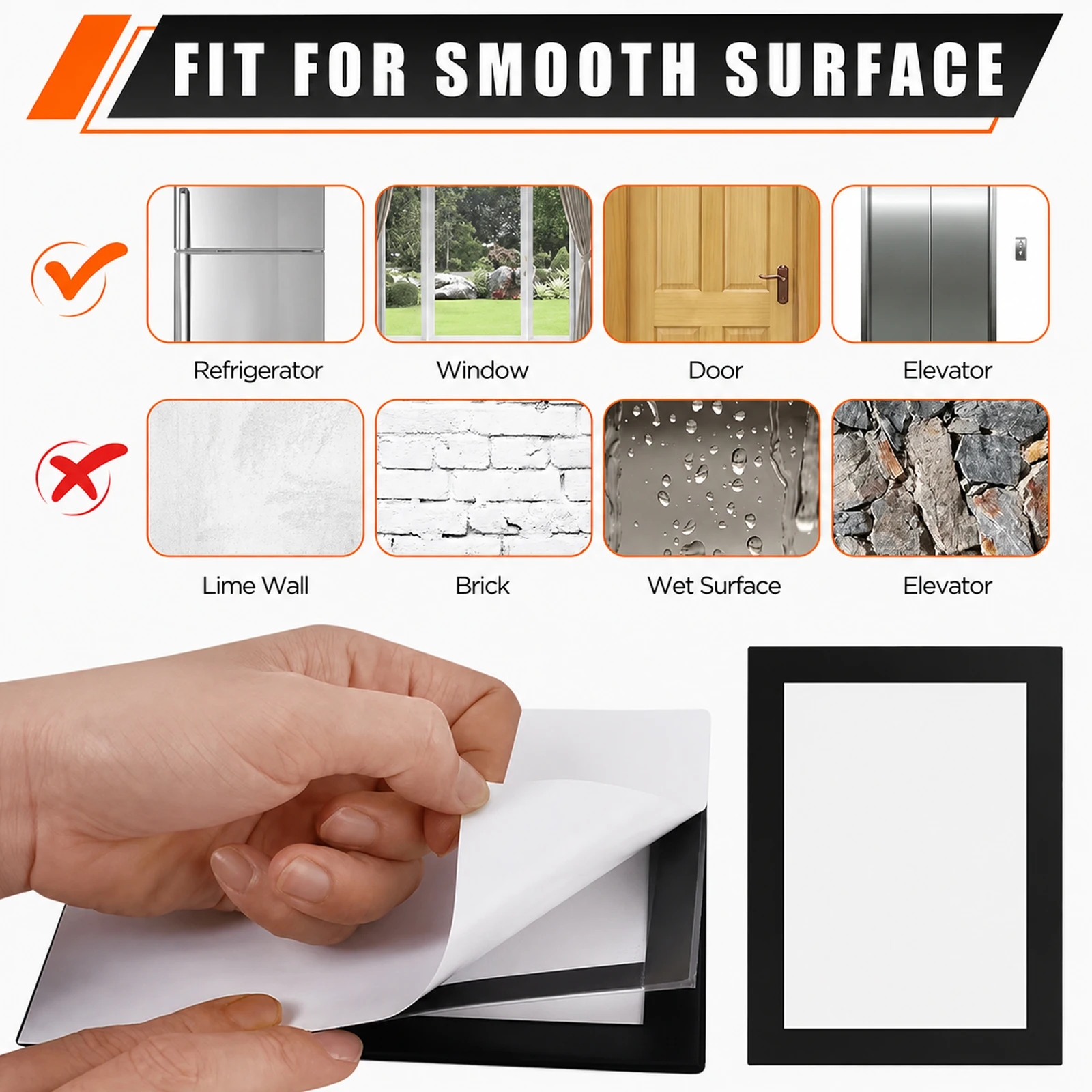 6-Pack 4x6 Inch Self-Adhesive Photo Frames Clear PVC Easy Change Reusable Wall Holders for Home Office Decor