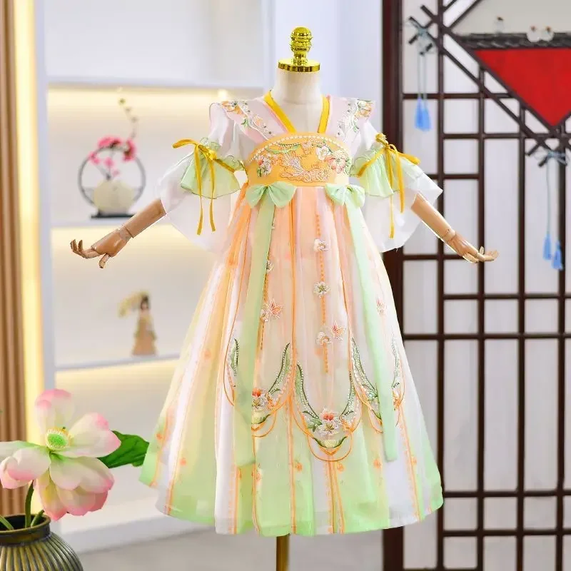 

Chinese Hanfu Dress For Teenage Girls Fairy Cosplay Costume Summer Birthday Dress Tang Dynasty Hanfu Costume For Girls 3-16Y