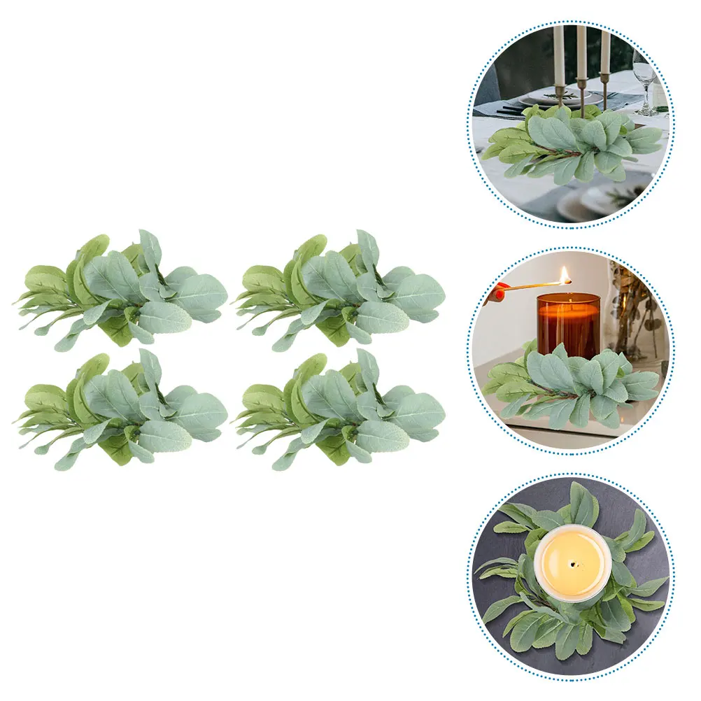 

4pcs Simulation Leaf Rings Fake Leaf Wreath Home Decorations Table Garland Party Wedding Christmas Decoration