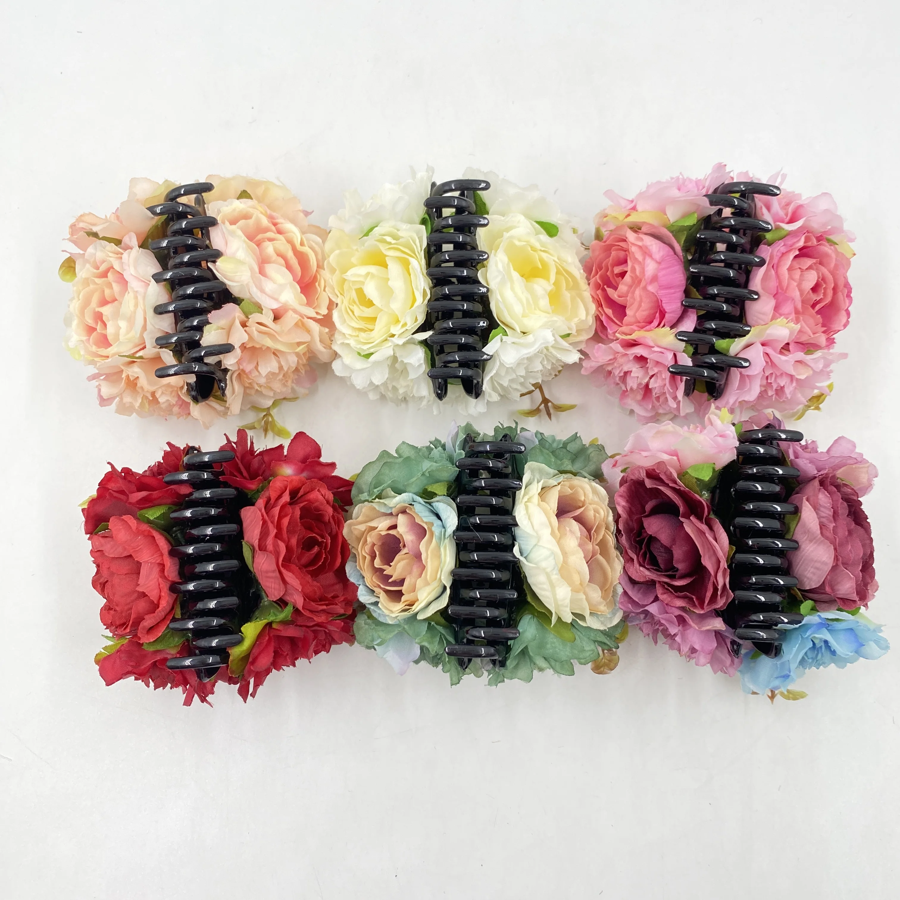 Fabric Rose Flower Claw Clips For Women Girls Hair Clip Barrette Sweet Flowers Fashion Grab Shark Clip Hair Clamps Accessories