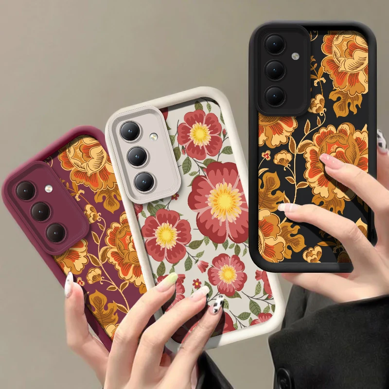 S25 FE S 25 زهرة اللوحة جراب هاتف لسامسونج غالاكسي S24 الترا S23 + S22 S21 S20 زائد 5G ماتي لينة سيليكون رشاقته غطاء