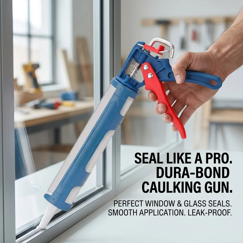 9 Inch Cradle Caulking Gun 360 Degree Swivel Barrel Heavy Duty Hand Tool Drip Free Push Rod Silicone Sealant Crack Waterproofing