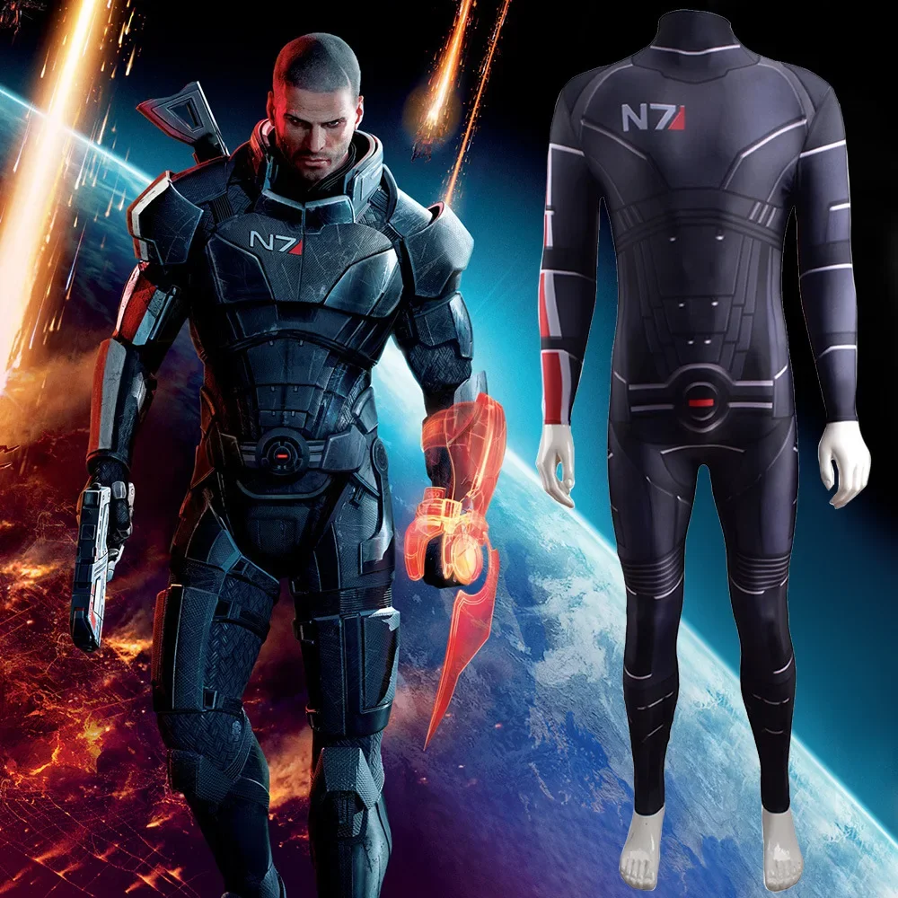 MASS EFFECT 3 Cosplay Costume Superhero Zentai Outfits Spandex MASSEFFECT Halloween Costume Bodysuit Fancy Adult