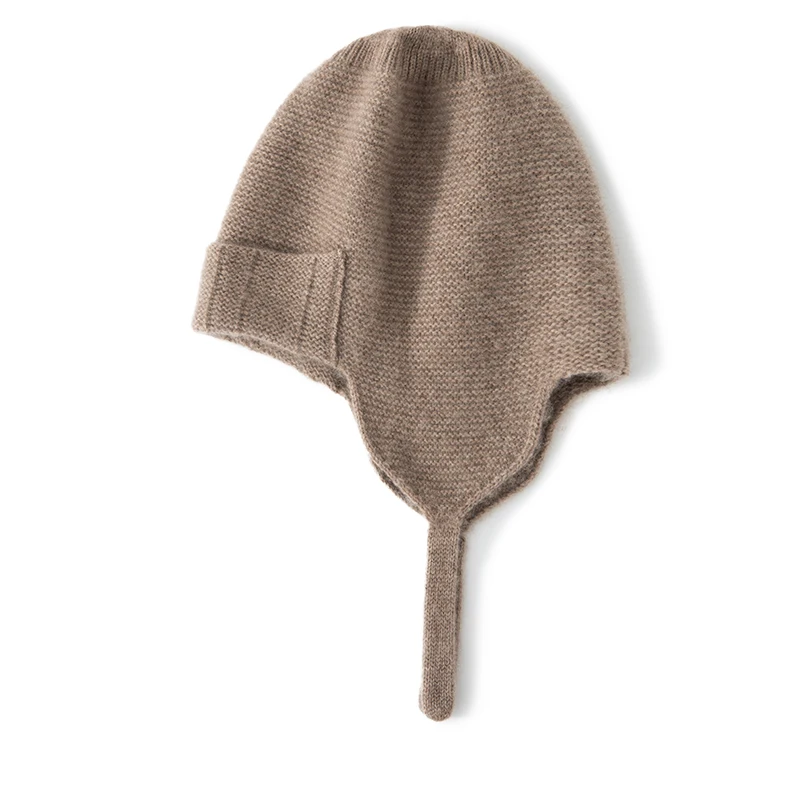 Hohe Qualität Winter Frauen Kaschmir Hüte Mode Im Freien Warm Halten Ohr Caps Solide Strick Beanie Russische Hut Weibliche Bomber Hüte – Detail 8