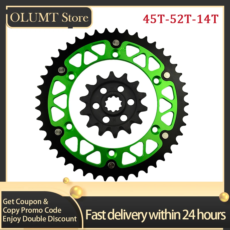 

Road Passion Motorcycle 45T-52T 14T Front & Rear Sprocket For KAWASAKI 250 KX250F KX250E KX250 KX 250 F E Enduro 2004-200