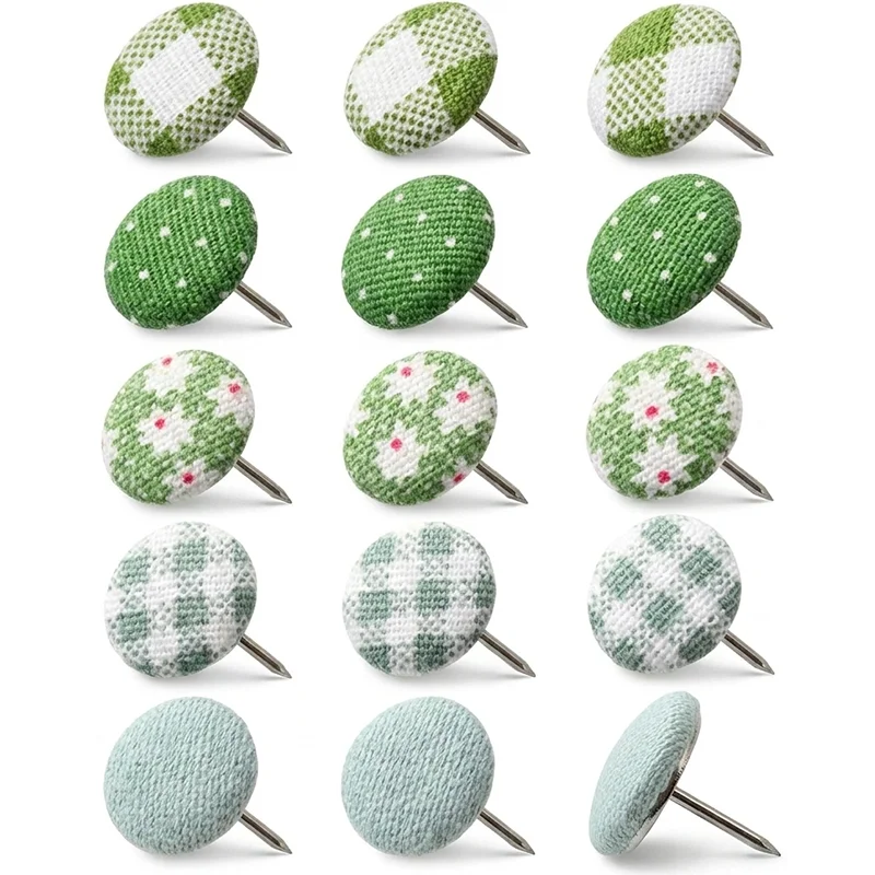 5Pcs/15Pcs Fresh Fabric Push Pins, Multi-Colored Fabric Thumbtacks, Cork Board Decorative Push Pins, Student and Office Photo Wall Marking and Fixing Tools, Cork Board Photo Wall Decorative Push Pins, Creative Cute Push Pins, Office and Study Marking and Fixing Essentials