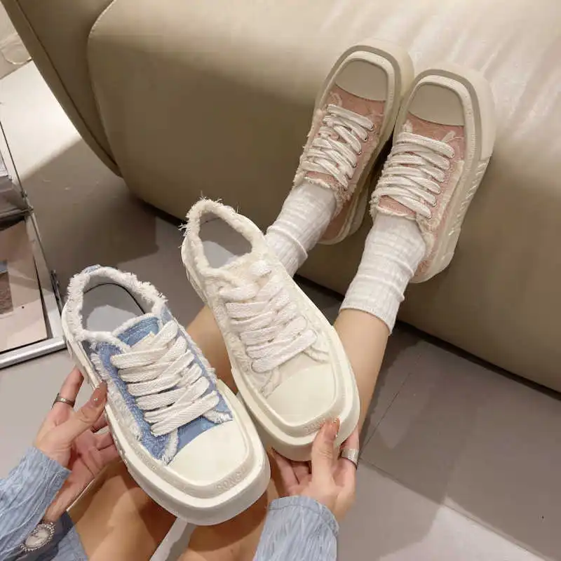 

Fall Demi-season Women's Flat Boots Skateboarding Sneakers White Women Shoes Casual Shoes Sport Comfortable Unusual