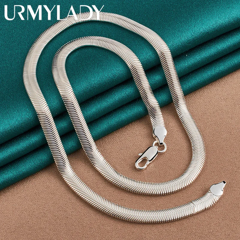 

16-26Inch Nice 925 Sterling Silver Smooth Snake Men Women Necklace Chain With Lobster Clasps Set 6mm Statement Heavy Jewelry