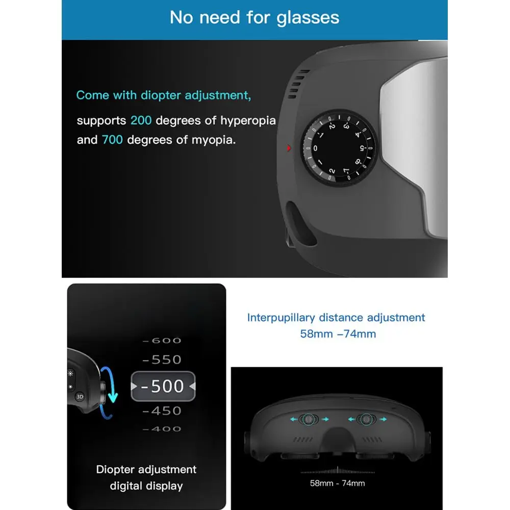 نظارات GOOVIS-G3 ماكس الذكية ، شاشة عرض عملاقة ثلاثية الأبعاد ، سينما مثبتة على الرأس ، 5K فائقة الوضوح ، فيلم والفيديو #3