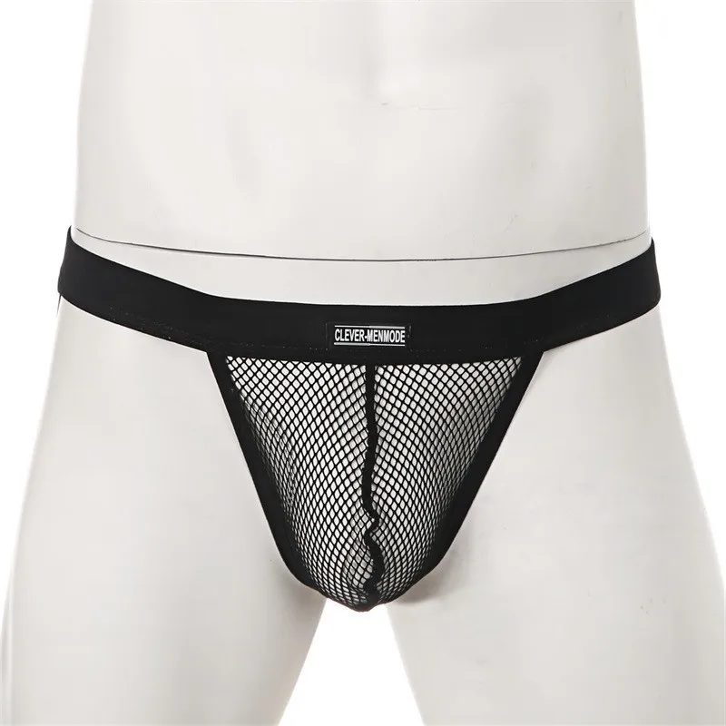 Homo 'S Leuke Strings Voor Mannen Gaas Door Strings Je Bolle Buidel Slips Lage Taille Transparante Rug Lege Visnet Slipje