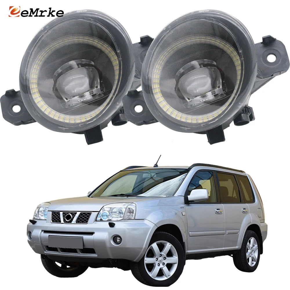 Led DRL Angel Eyes Daytime Running Light for Nissan X-trail T30 2003-2007 Post-facelift Car Ptf Fog Lights Assembly Headlights