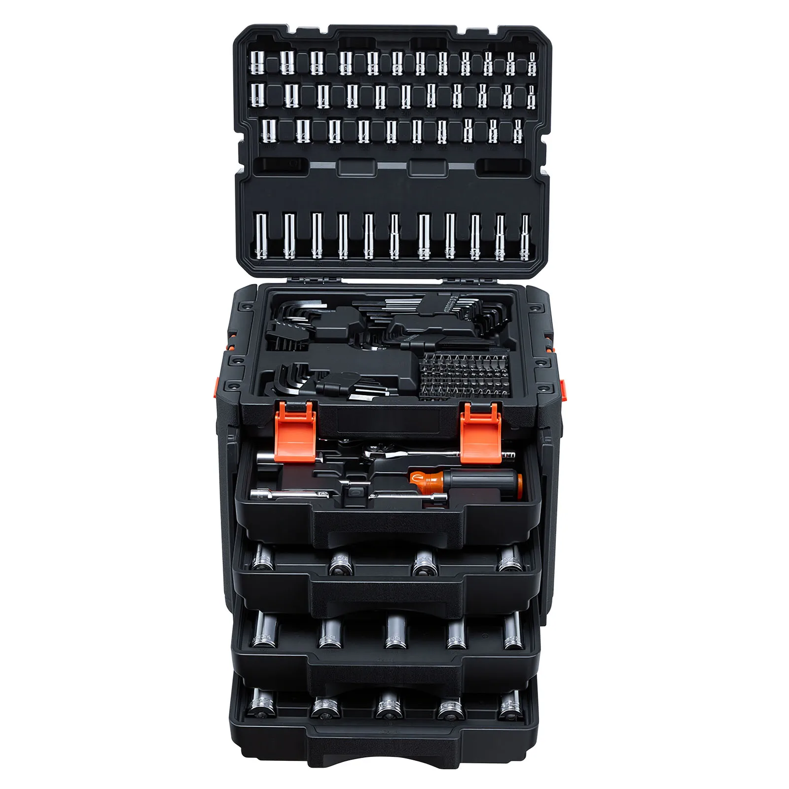 Mechanics Tool Set, 256-Piece Mechanic Tool Kit, 1/4 in, 3/8 in, and 1/2 in Drive, SAE and Metric Socket Set, Wrenches, Screwdriver Bits, Accessories, and Storage Case, Designed for Automotive Repair