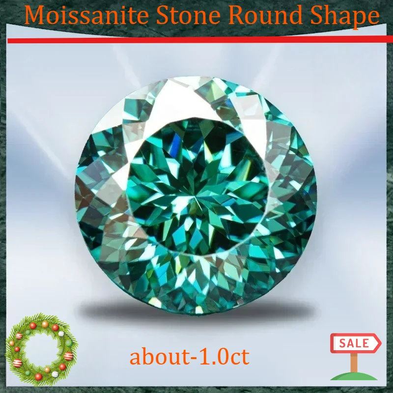 

Moissanite Stone Round Shape 100 Faces Cut Emerald Green Natural Colours withCertificate Charms for jewel making