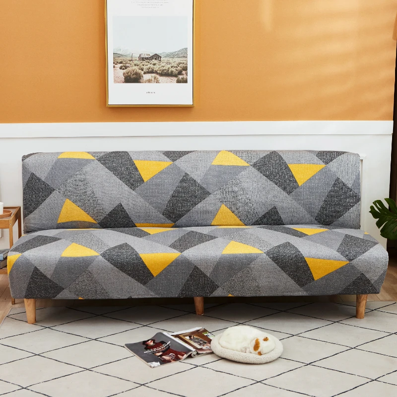 1 Stück Elastischer Sofabezug, Moderner Gelb-Grauer Geometrischer Dreieck-Druck Couchbezug für Wohnzimmer