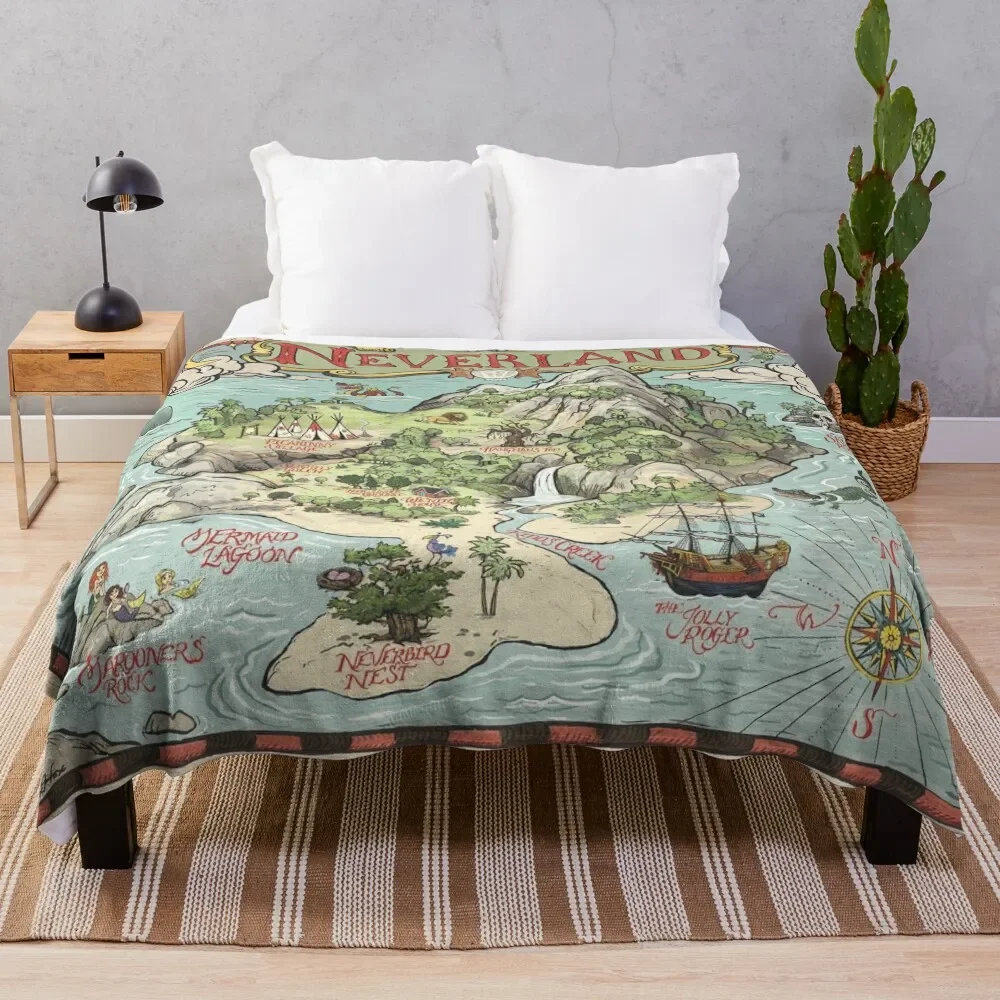 

Neverland Map Throw Blanket Sofas Picnic Cute Blankets For Sofas Blankets