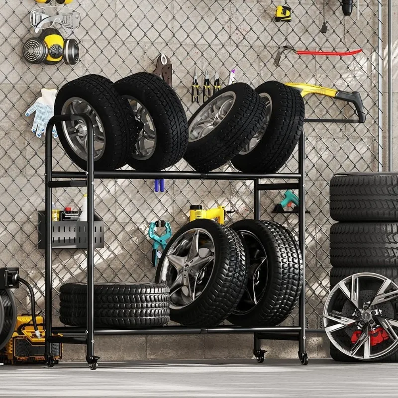 Compact Home Storage Rack Freestanding Organizer for Garage Balcony Utility Tire Shelf Multi Purpose Storage Unit Storage Rack