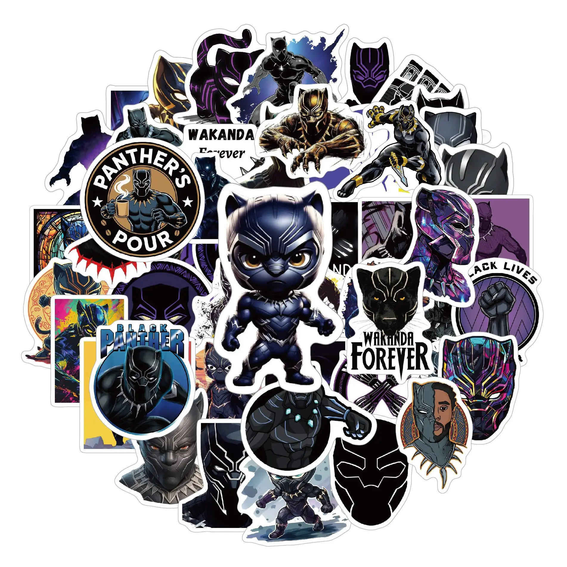 10/30/51 pçs dos desenhos animados marvel pantera negra adesivo diy decoração à prova dwaterproof água skate notebook graffiti brinquedo