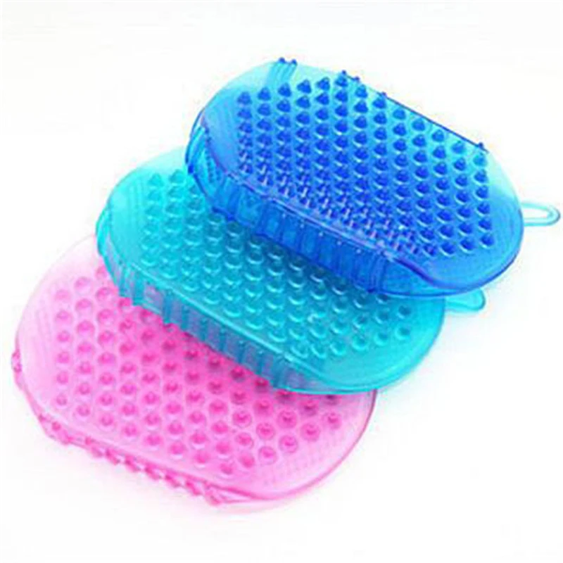 Double-sided Soft Silicone Massage Scrub Gloves, Exfoliating Gloves, Cleaning Footbrush, Bath Brush, Peeling Body Brush, 1Pc