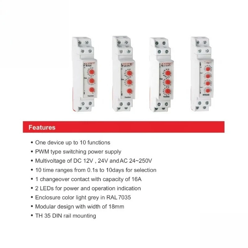 Multiple Function Time Relay 220v 250v Voltage Control Single Shot Modular Timer Relay on Off Delay Relay Breaker