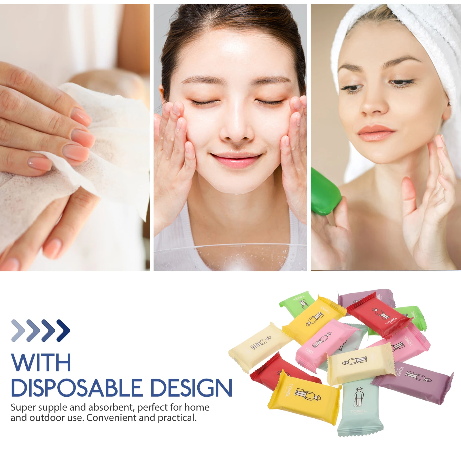 

14pcs Independent Packaging Cotton Facial Towels Soft Absorbent Travel Camping Quick Dry Disposable Lightweight Face Washcloths