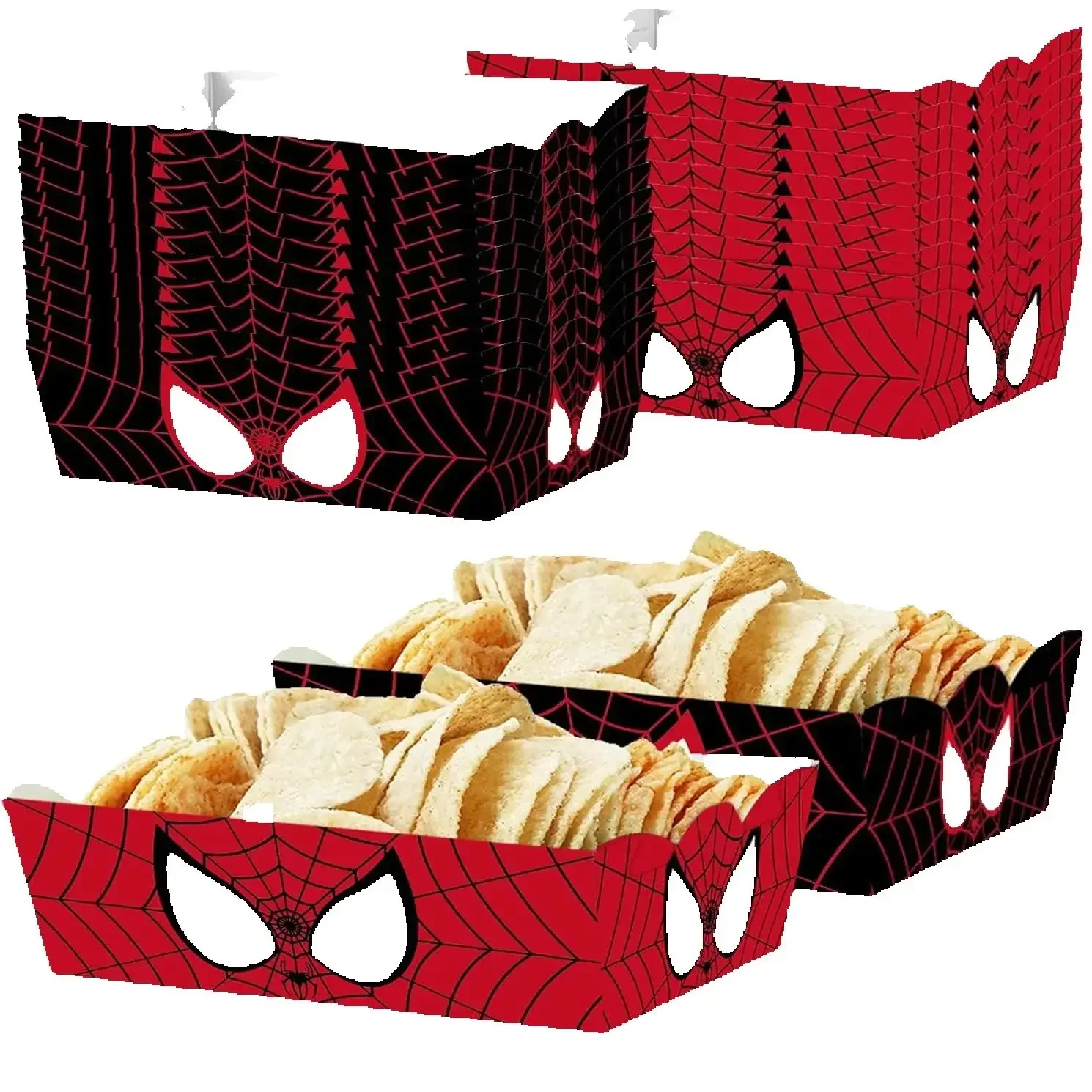 صواني تقديم الطعام الورقية من سبايدرمان صندوق الفشار سبايدرمان للأطفال الأولاد وحفلات أعياد الميلاد والوجبات الخفيفة والهدايا وحفلات استقبال المولود الجديد