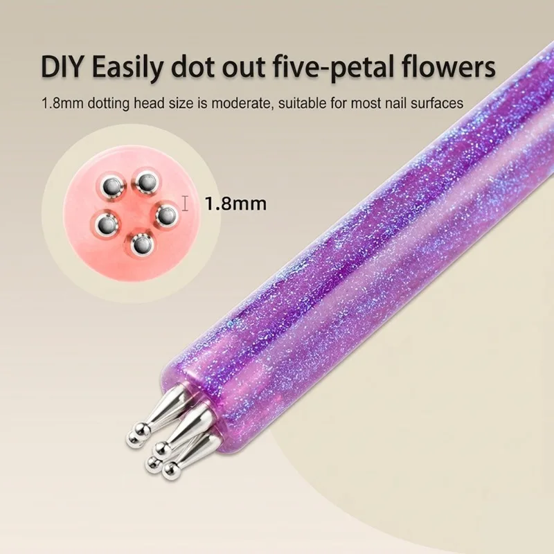 5-Petal Flower Nail Dotting Pen -Flower Creator 1.8mm Fine Tip Rhinestone Pickers Marbleizing Draw Painting Pens Tools