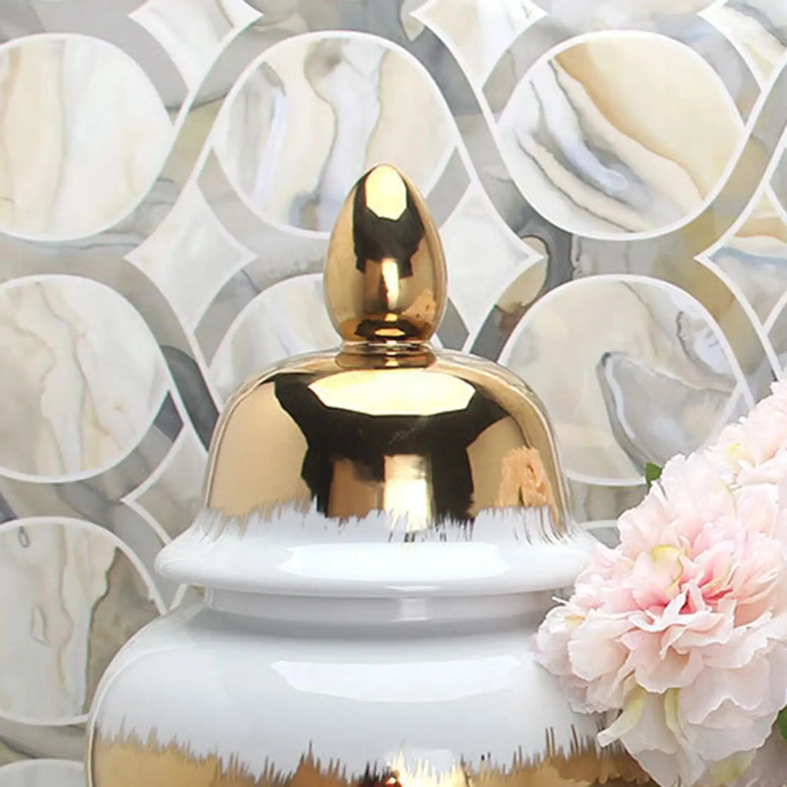 Ceramic Temple Jar Vase with Lid Traditional Multi Purpose Fine Workmanship for
