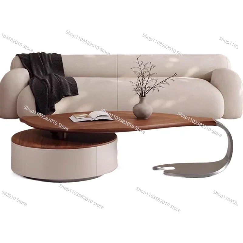 Modern leaf shaped walnut veneer coffee table, light luxury living room home, new designer's creative irregular coffee table