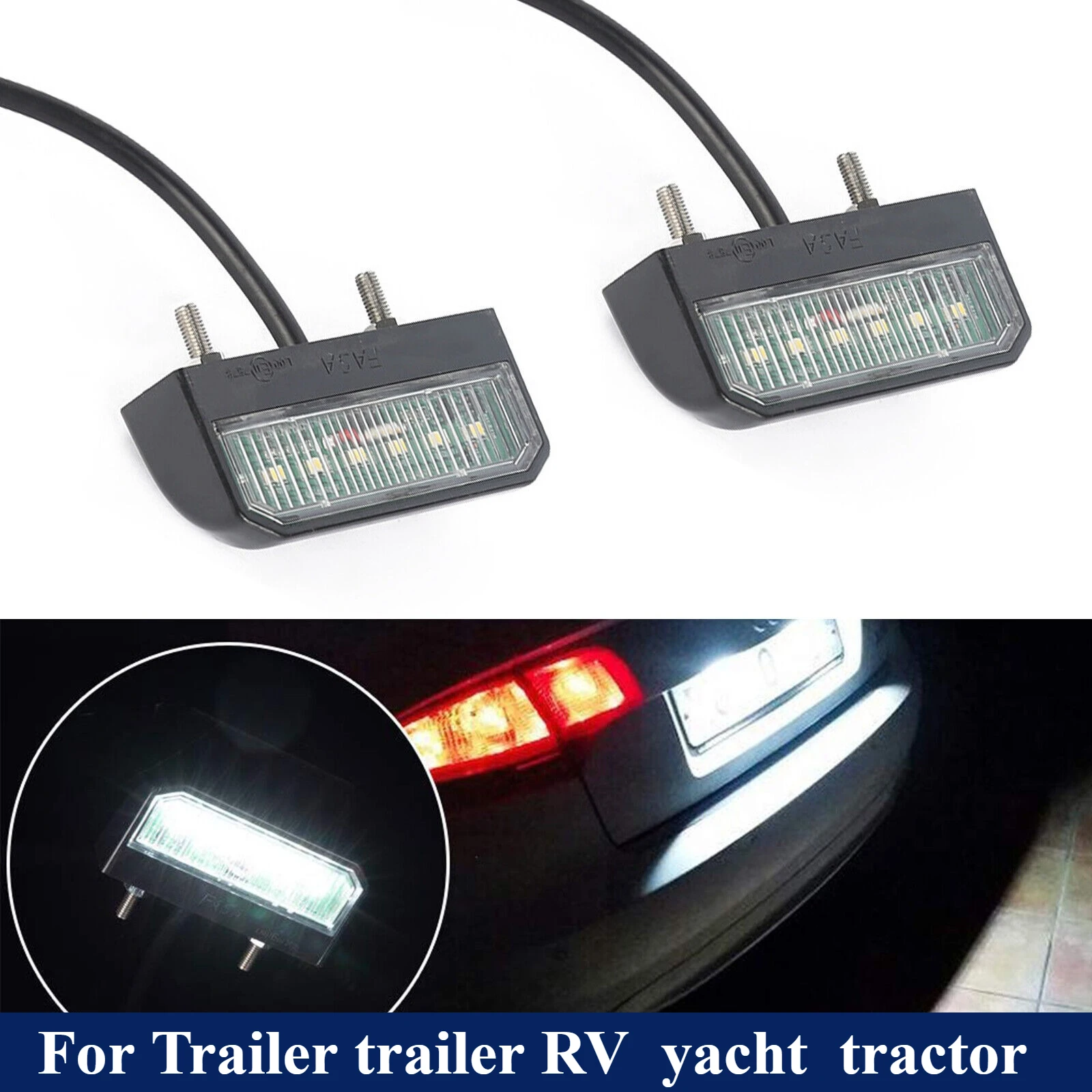 

2pcs Waterproof Universal LED Number Plate Lights Car Lorry Van Truck Trailer E11