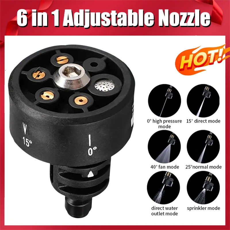 Universal Wash Car Pressure Washer Nozzle Multi-Functional 1 Garden Accessories Adjustable In 6 Washer Jets Car Cleaning Spray