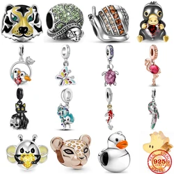 2024 New 925 Sterling Silver Chameleon Turtle Tiger Duck Magpie Charms Beads Fit Original Pendant Bracelet DIY Fashion Jewelry