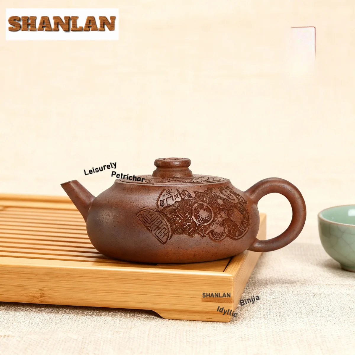 

200 мл элегантные фиолетовые глиняные чайники Исин ручной работы, горшок для богатства и удачи, чайник из сырой руды, грязевой чайник, китайский чайный сервиз Цзыша, украшения, подарок