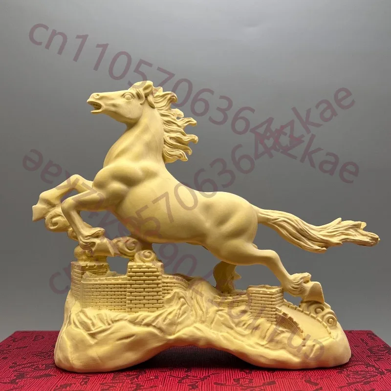 

Hand-Carved Boxwood Horse Statue - 5.9"x4.7"x1.9" Feng Shui Decor, Zodiac Horse Figurine for Home Office Desktop, Wealth