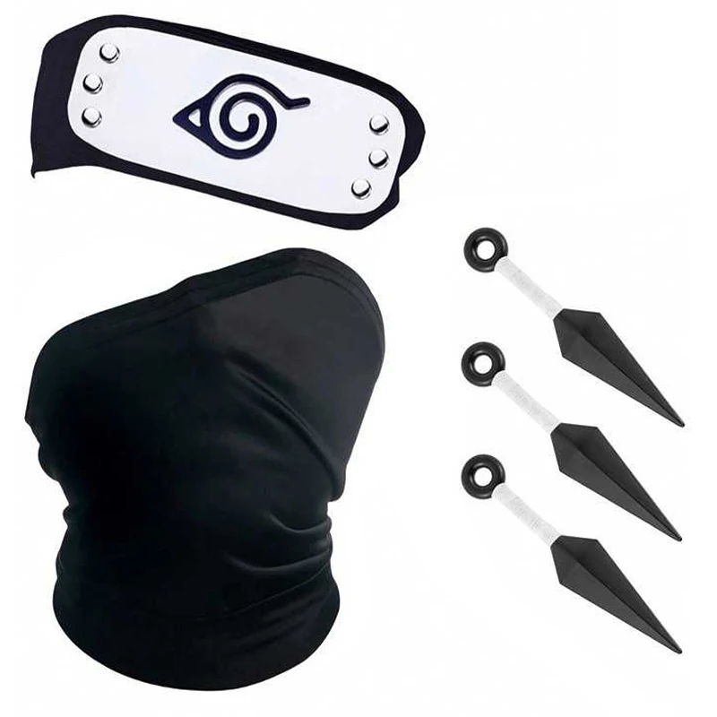 

Anime Naruto Cosplay Hatake Kakashi Props Toys Action Figure Headband Kunai Mask Set Ninja Cosplay Costumes Gift