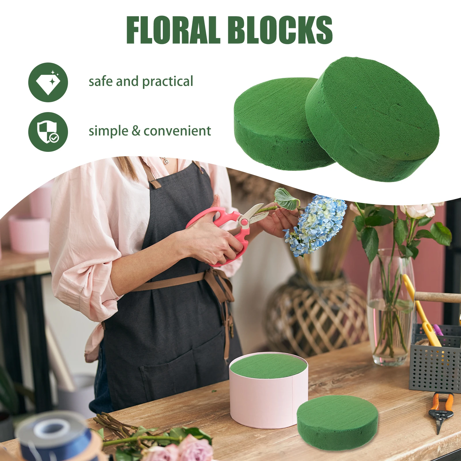 

4pcs 15x4cm Floral Arrangement Mud High Density Reusable Blocks for DIY Flower Wedding Decor Vase Planter Supplies